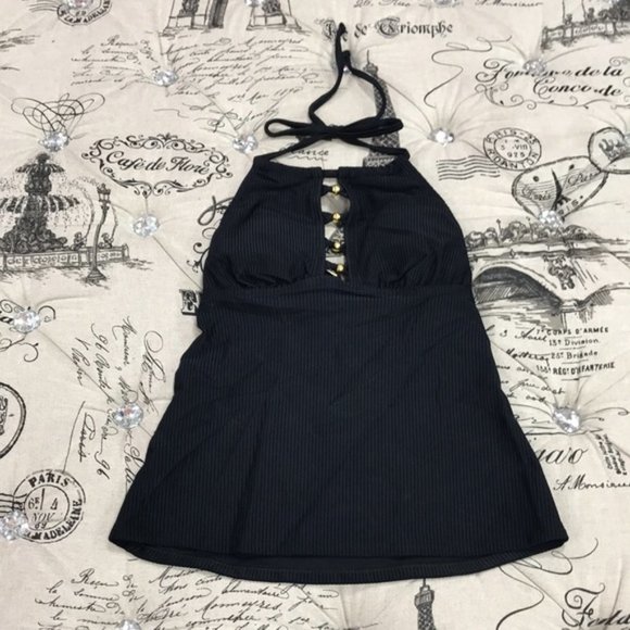 2/$40 Salt+Cove Juniors' Ribbed Halter Tankini Top - Picture 3 of 7